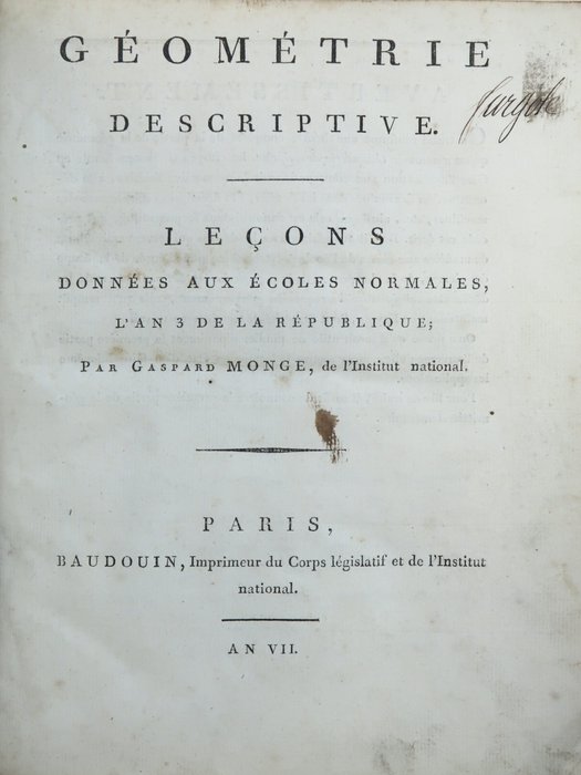 Image 2 of Gaspard Monge - Géométrie descriptive. Edition originale. - 1799