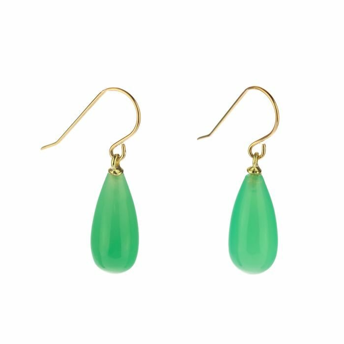 Preview of the first image of Intini Jewels - 18 kt. Gold, Yellow gold - Earrings - chrysoprase.
