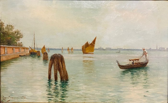 Preview of the first image of Louis Isak Napoleon Jensen (1858-1908) - Gondola scene in Venice.