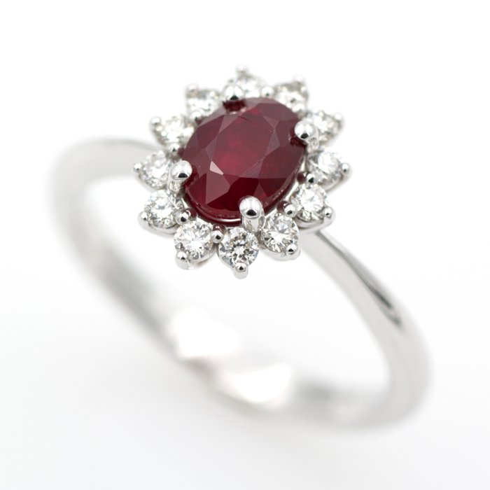 Image 2 of 18 kt. White gold - Ring - 1.04 ct Ruby - Diamonds