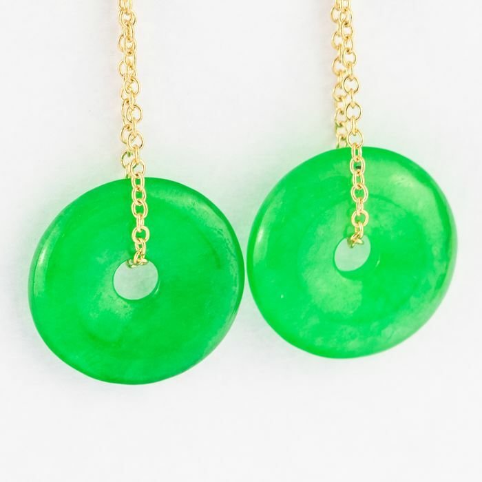 Image 2 of Intini Jewels - 18 kt. Gold, Yellow gold - Earrings - 28.50 ct Quartz - Green Quartz