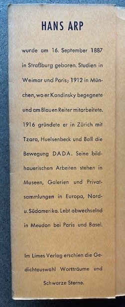 Image 3 of Hans / Jean Arp - Wortträume, plus 9 more first edition poetry books [german] - 1953/1989