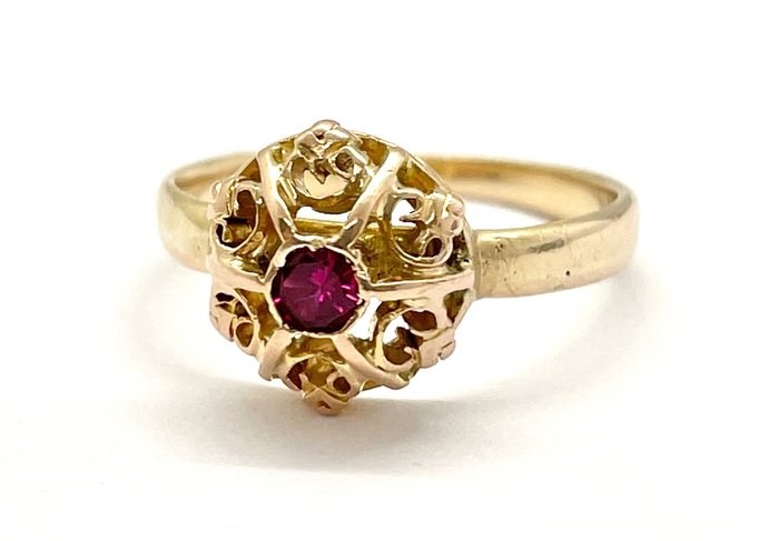 Image 2 of "NO RESERVE PRICE" - 18 kt. Yellow gold - Ring Ruby