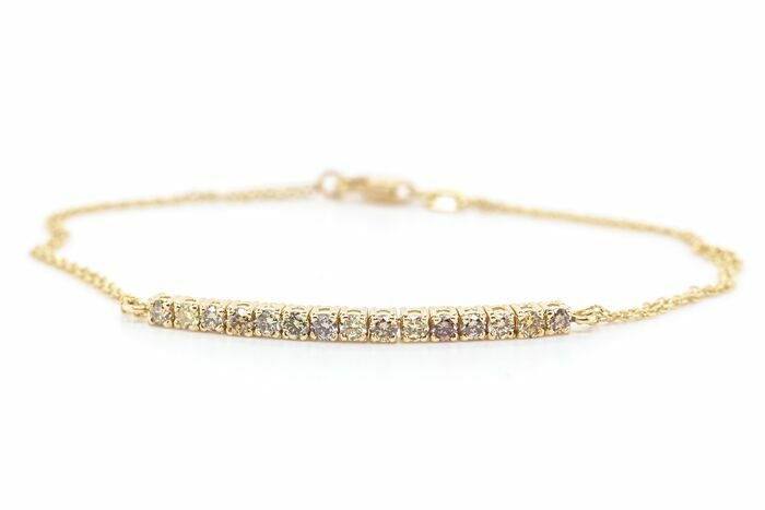 Preview of the first image of No reserve price - 0.57 tcw - 14 kt. Yellow gold - Bracelet Diamond.