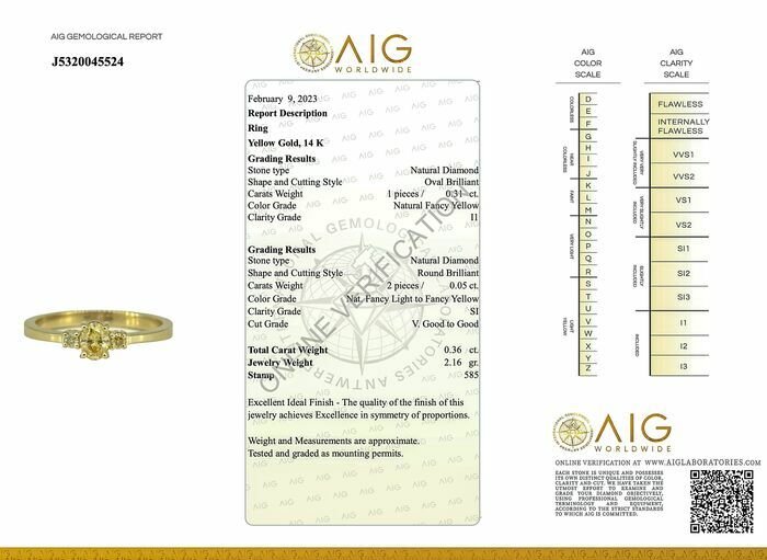 Image 3 of No Reserve Price - 0.36 tcw - 14 kt. Yellow gold - Ring Diamond