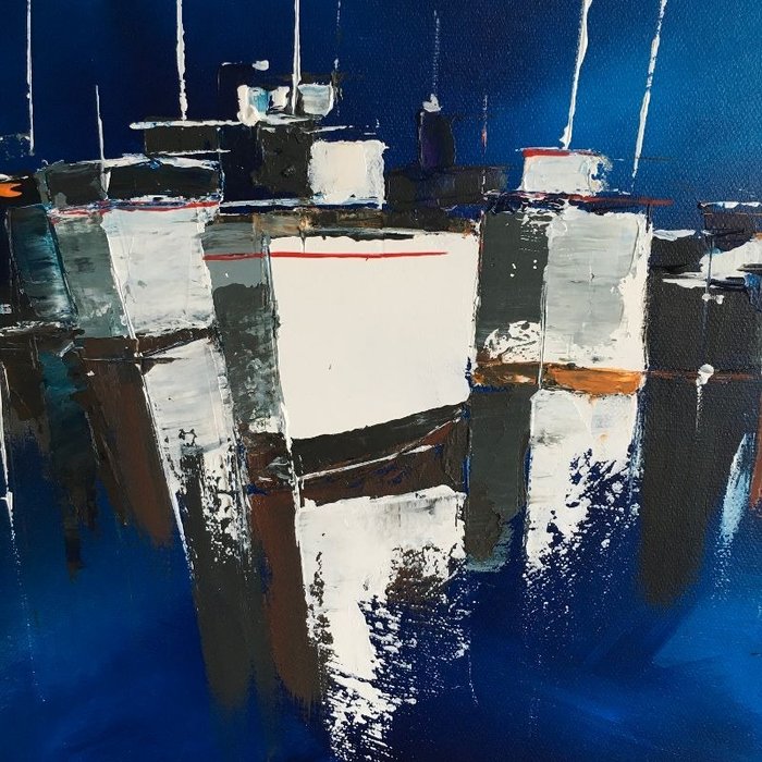 Image 2 of Philippe Laurent XXe - Boats blue marine