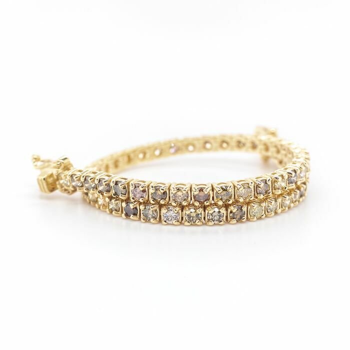 Image 2 of No reserve price - 3.53 tcw - 14 kt. Yellow gold - Bracelet Diamond