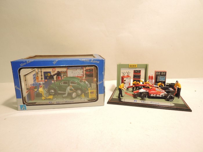 Preview of the first image of Mini Rama - 1:43 - VW Kever- Formule 1 - Diorama Garage.