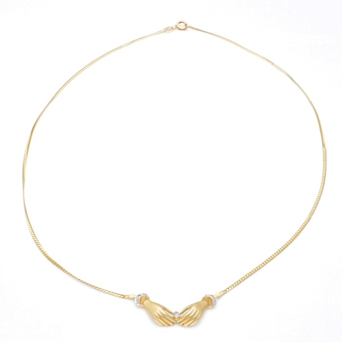 Image 2 of No reserve - 14 kt. Gold - Necklace with pendant - 0.01 ct Diamond