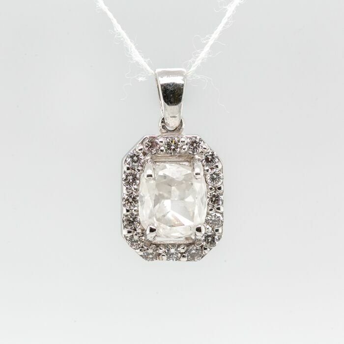 Preview of the first image of No reserve price - 1.27 tcw - 14 kt. White gold - Pendant Diamond.