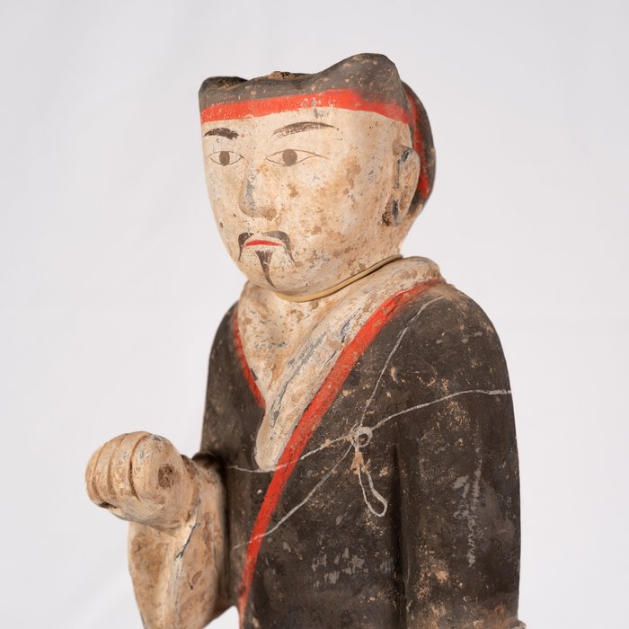 Oud-Chinees, Han-dynastie Terracotta Enorme staande krijger, 50 cm met TL test Figuur