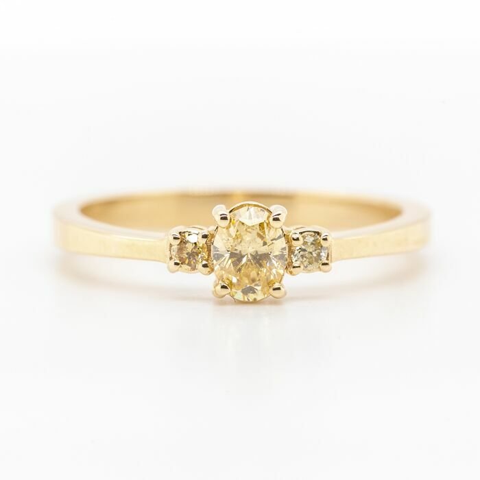 Preview of the first image of No Reserve Price - 0.36 tcw - 14 kt. Yellow gold - Ring Diamond.