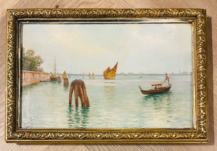 Image 3 of Louis Isak Napoleon Jensen (1858-1908) - Gondola scene in Venice