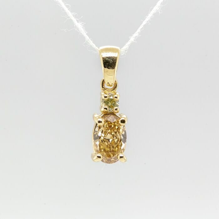 Preview of the first image of No reserve price - 0.44 tcw - 14 kt. Yellow gold - Pendant Diamond.