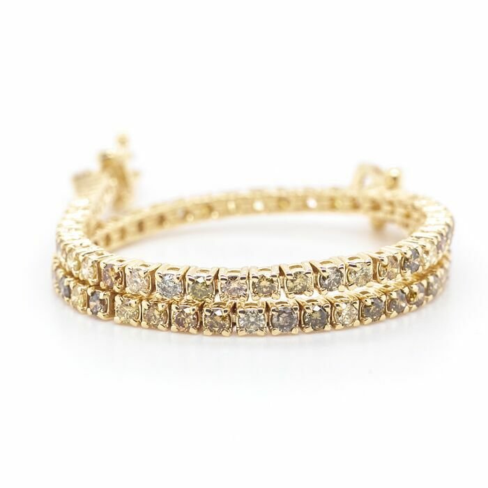 Preview of the first image of No reserve price - 2.33 tcw - 14 kt. Yellow gold - Bracelet Diamond.