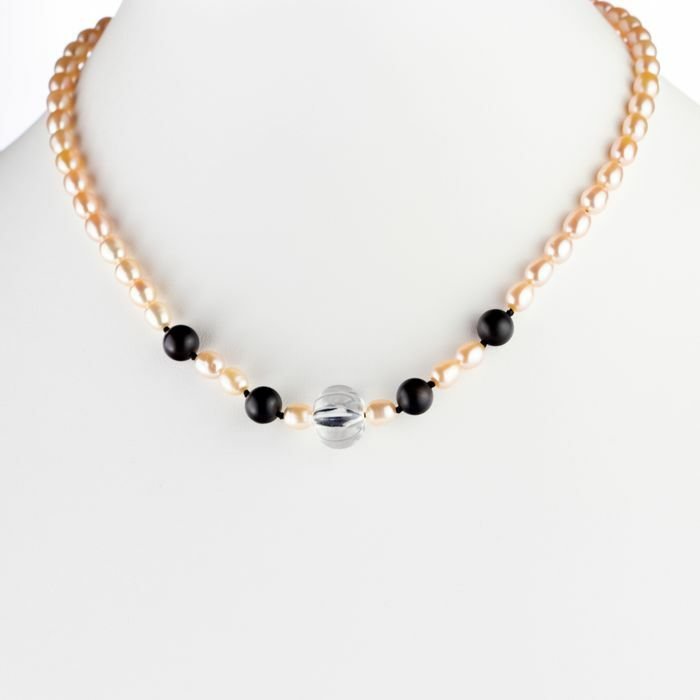 Preview of the first image of Intini Jewels - 18 kt. Gold, Yellow gold - Necklace - 84.50 ct Freshwater Pearl - Rock Crystal, Aga.