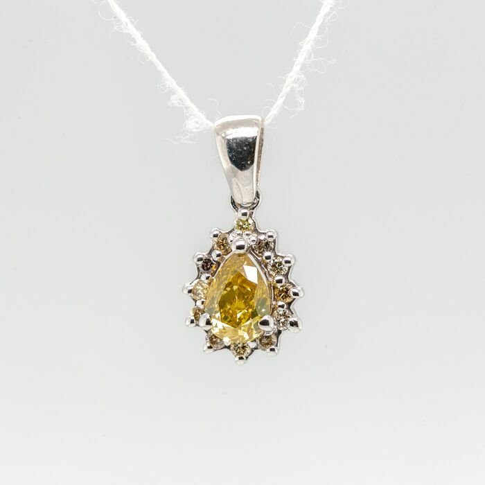 Preview of the first image of No reserve price - 0.36 tcw - 14 kt. White gold - Pendant Diamond.