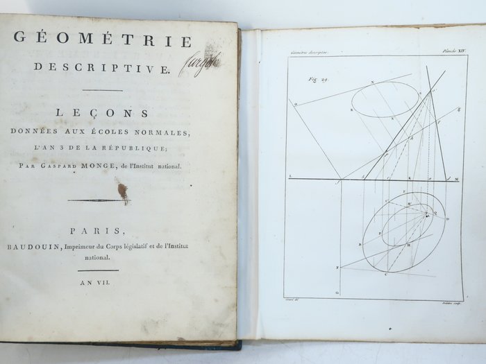 Image 3 of Gaspard Monge - Géométrie descriptive. Edition originale. - 1799