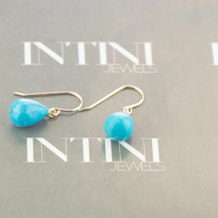 Image 3 of Intini Jewels - 18 kt. Gold, Yellow gold - Earrings - 5.00 ct Turquoise
