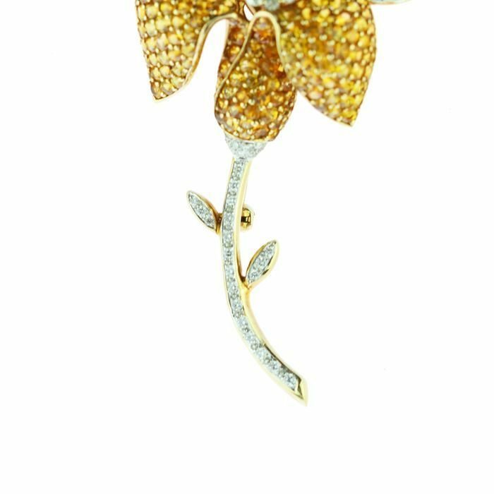 Image 3 of Intini Jewels - 18 kt. Gold, Yellow gold - Brooch - 17.00 ct Sapphire - Diamonds