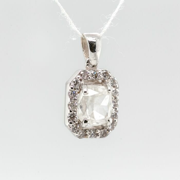 Image 2 of No reserve price - 1.27 tcw - 14 kt. White gold - Pendant Diamond