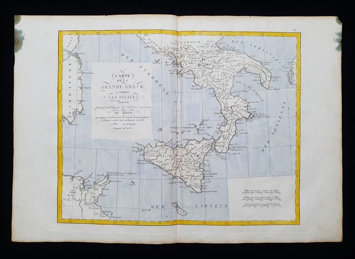 Image 2 of Italy, Sud Italia, Sicilia, Calabria, Campania, Puglia; Jean-Beptiste B. D'Anville - Carte de la Gr