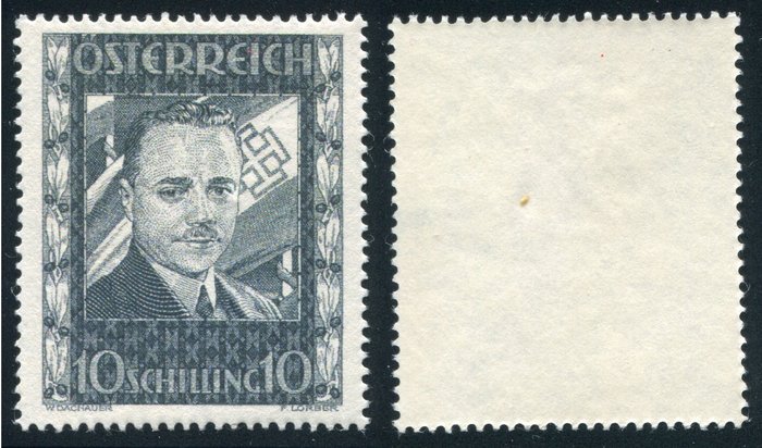 Image 3 of Austria 1936 - 10 sh blue-grey: Chancellor Dollfuss - Yvert n. 484