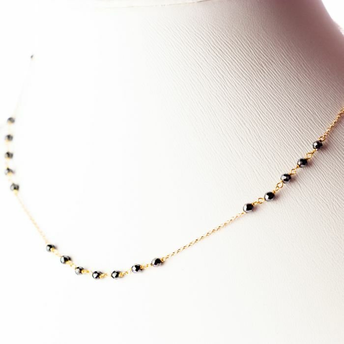 Preview of the first image of Intini Jewels - 18 kt. Gold, Yellow gold - Necklace - Hematite.
