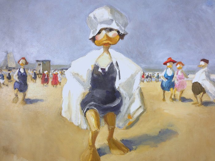 Image 3 of Die Ducks - „Ente am Strand von Viareggio" - 45 x 60 cm - Oil on Canvas - Framed - (2022)