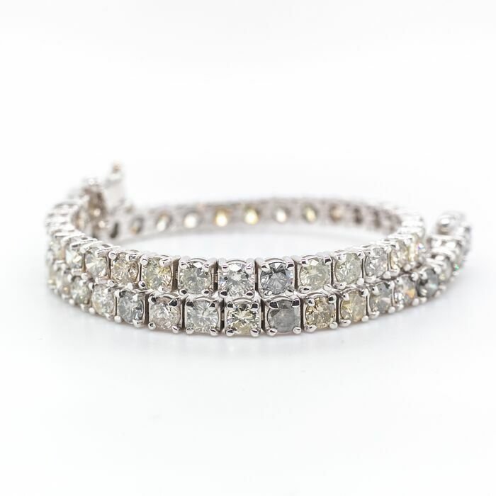 Preview of the first image of No reserve price - 7.61 tcw - 14 kt. White gold - Bracelet Diamond.