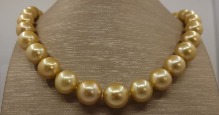 Image 2 of Certified Aurora Moon Rainbow - 12.2x15.4mm - Golden South Sea Pearls, Strongest Teri - 18 kt. Yell