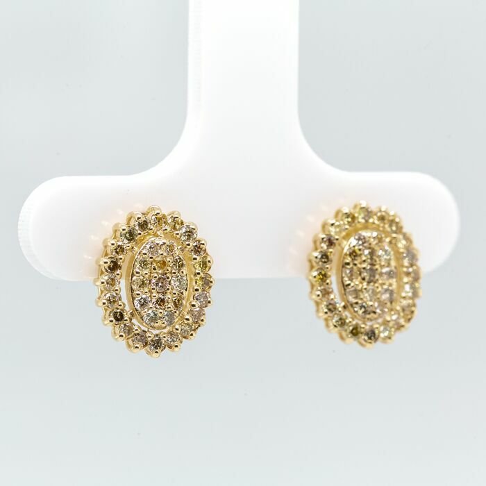 Image 2 of No reserve price - 0.58 tcw - 14 kt. Yellow gold - Earrings Diamond