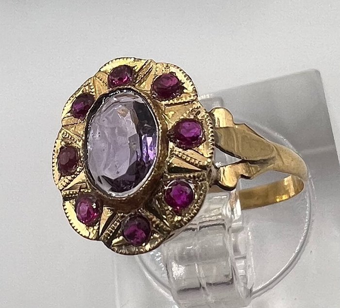 Image 3 of NO RESERVE PRICE - 18 kt. Yellow gold - Ring Amethyst - Rubies
