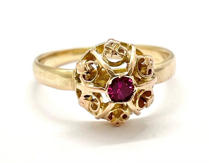 Image 3 of "NO RESERVE PRICE" - 18 kt. Yellow gold - Ring Ruby