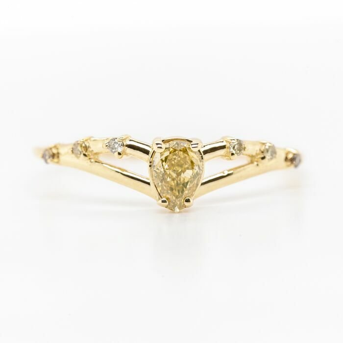 Preview of the first image of No Reserve Price - 0.40 tcw - 14 kt. Yellow gold - Ring Diamond.
