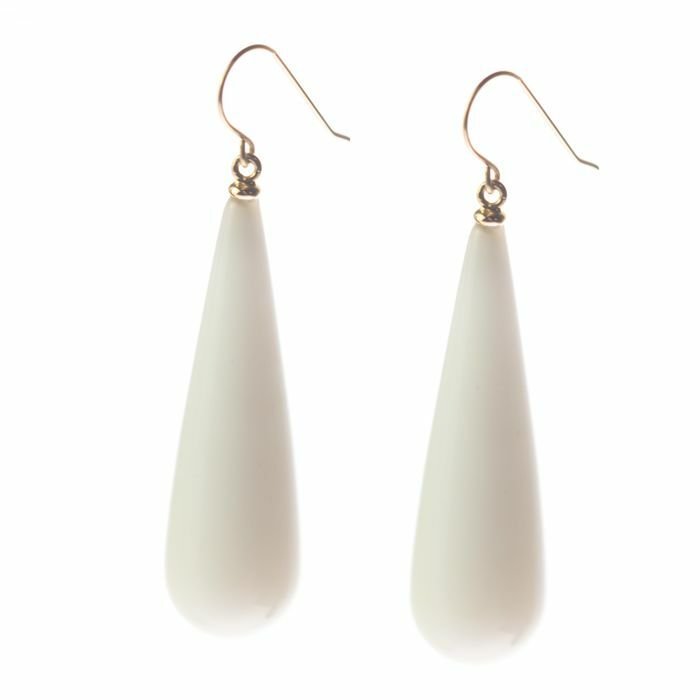 Preview of the first image of Intini Jewels - 18 kt. Gold, White gold - Earrings - Agate.