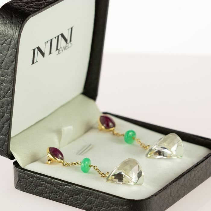 Image 2 of Intini Jewels - 18 kt. Gold, Yellow gold - Earrings Ruby - Citrines, Quartz