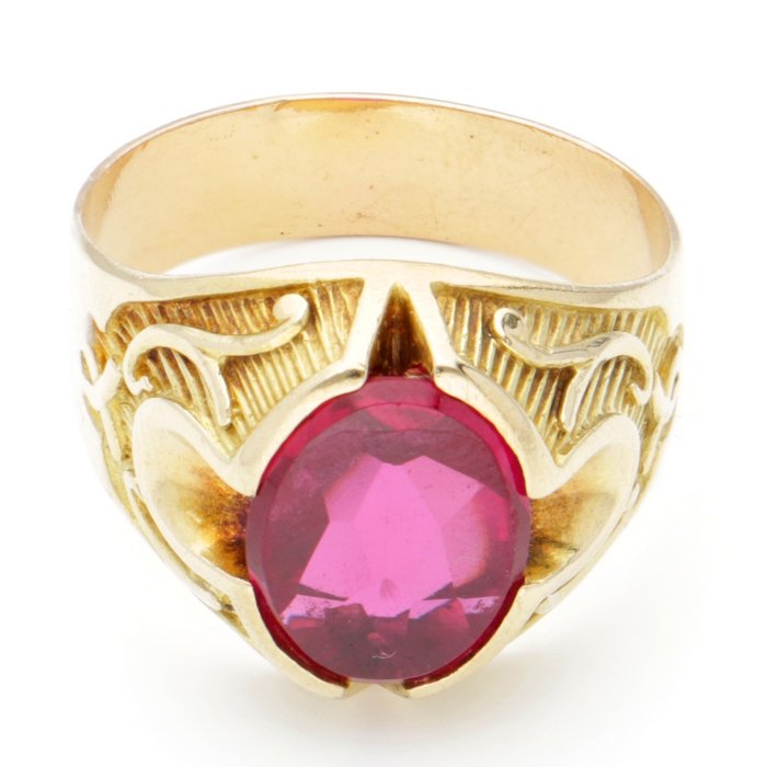 Preview of the first image of No reserve - 18 kt. Gold - Ring - 4.12 ct Ruby.