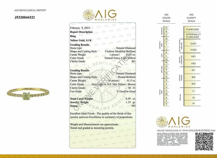 Image 3 of No Reserve Price - 0.39 tcw - 14 kt. Yellow gold - Ring Diamond