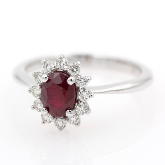 Image 3 of 18 kt. White gold - Ring - 1.04 ct Ruby - Diamonds