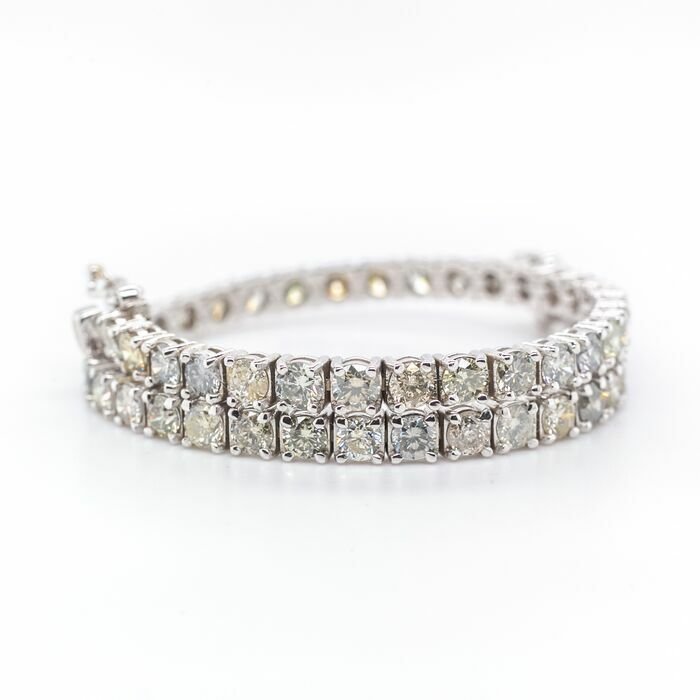Image 2 of No reserve price - 7.61 tcw - 14 kt. White gold - Bracelet Diamond
