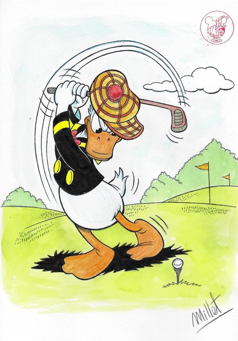 Preview of the first image of Donald Duck - A professional Golfer - Original colour drawing by Millet.
