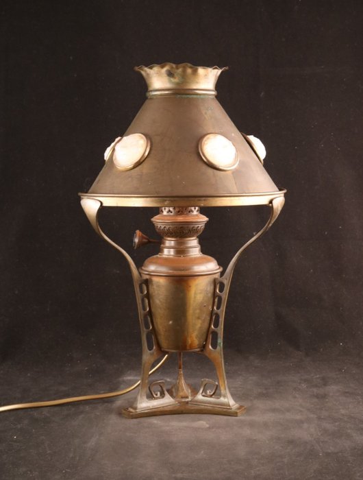 Preview of the first image of Antique copper Jugendstil lamp.