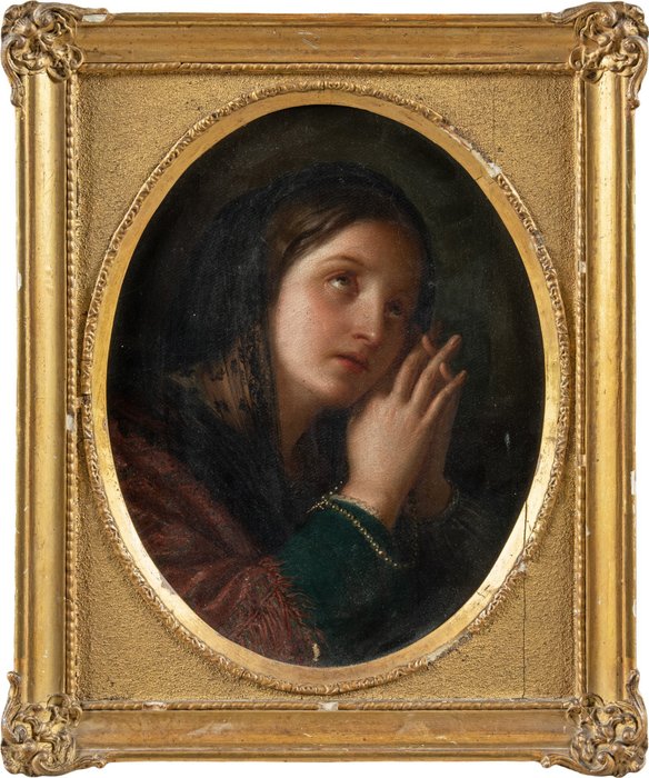 Image 2 of Scuola romantica (1820 ca.) - Fanciulla in preghiera