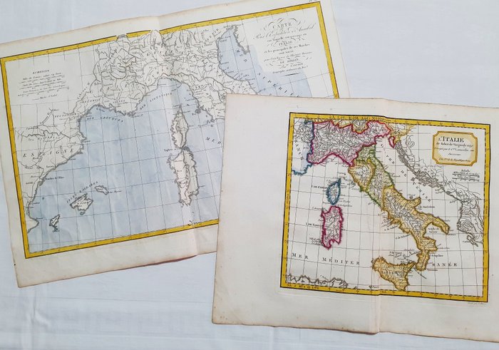 Image 2 of Italy, [Lot of 2]; C. Delamarche & R. de Vaugondy / Jean-Beptiste B. D'Anville - L'Italie / Carte p