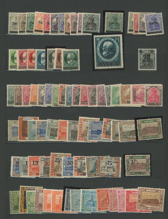 Preview of the first image of French Colony 1920 - Quote: over €4,000 - Saarland - Beautiful mint set including MNH, rare n°30, p.