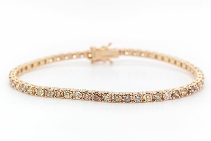 Preview of the first image of No reserve price - 3.20 tcw - 18 kt. Pink gold - Bracelet Diamond.