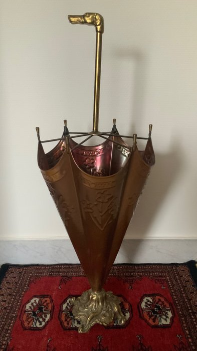 Preview of the first image of Umbrella stand in the shape of an umbrella - Bronze, Copper - Early 20th century.
