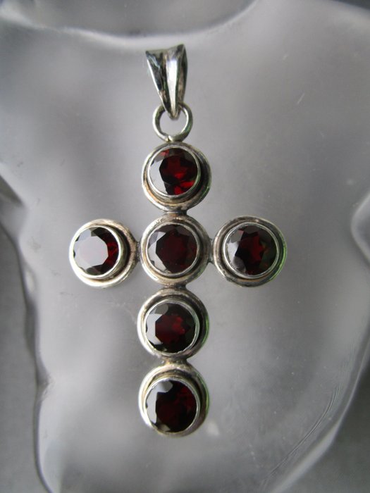 Preview of the first image of 925 Silver - Pendant - Garnets.