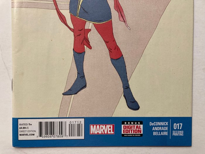 Image 3 of Captain Marvel # 17 Rare Second Print Variant - 1st appearance Kamala Khan. Very High Grade - Stapl